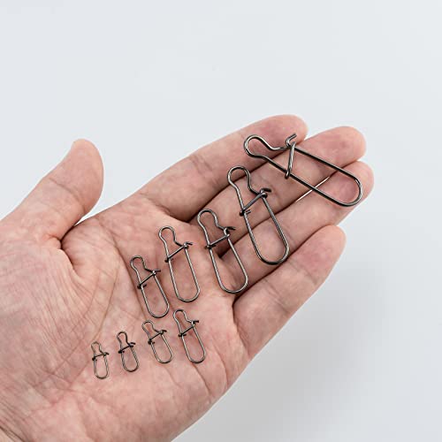 Dr.Fish 100 Pack Duo Lock Fishing Snaps Stainless Steel 26-220LB Lure Snaps Freshwater Saltwater Quick Change Speed Fishing Line Weights Clips - size: #1-40LB-100 Pack