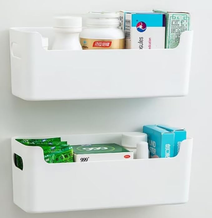 Adhesive Cabinet Door Organizers, 3 Pack – White