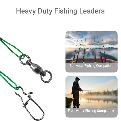 Atibin Fishing Steel Wire Leader Stainless Saltwater Line Fishing Leaders Lure Snap Saltwater Fishing Leader Wire Black Nickel - size: #3 (15.8in-50lb) 20pcs