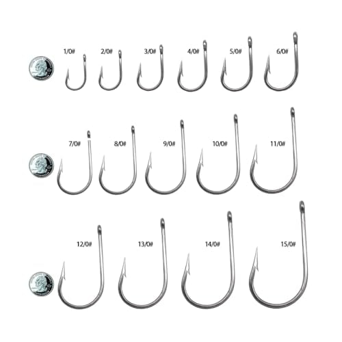 Saltwater Tuna Hooks– Stainless Steel Forged Ringed Extra Strong Big Game Fishing Hook for Giant Shark Salmon, Size 2/0-13/0 - size: 5/0#-5pcs