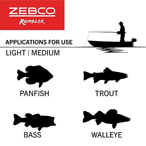 Zebco Rambler Fishing Reel and Rod Combo, Durable Fiberglass Rod with Built-in Carabiner, Patented No-Tangle Reel, Pre-Spooled with 8-Pound Zebco Fishing Line - style: Spinning Reel - Telescopic Rod