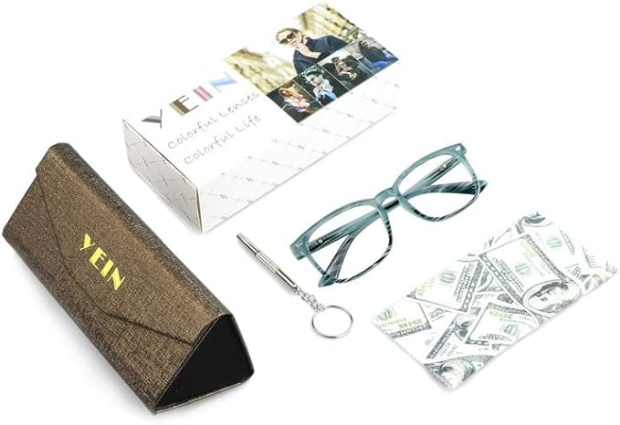 YEIN Bifocal Reading Glasses with Blue Light Blocking Lenses, Bifocal Reader for Women and Men, Vintage Square frame with Spring Hinge (+0.00/+1.50 magnification)