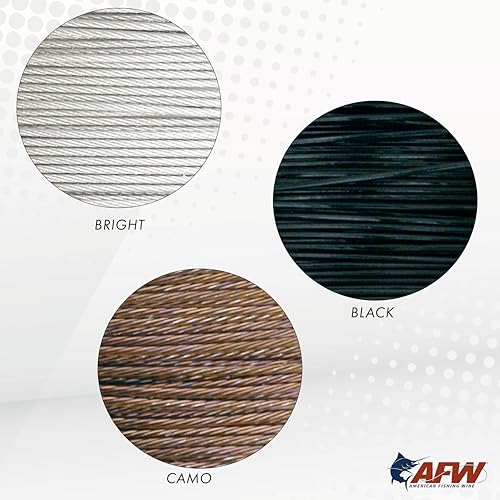 American Fishing Wire Surflon Micro Supreme Nylon Coated 7x7 Stainless Steel Leader Wire - Knottable Wire Leaders for Fishing Saltwater, Fly Fishing, 13lb Test - 90lb Test, Bright, Black & Camo Colors - color: Black, style: 5 Meter, 40 Pound Test