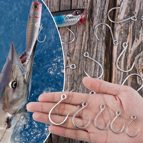 Alwonder 10-Pack Inline Hooks 5X Strong Single Replacement Hook for Hard Baits, High Carbon Steel Heavy Duty Welded Eye Fishing Hooks, Jigging Hook for Freshwater Saltwater Trolling Fishing Tackle - size: #3/0