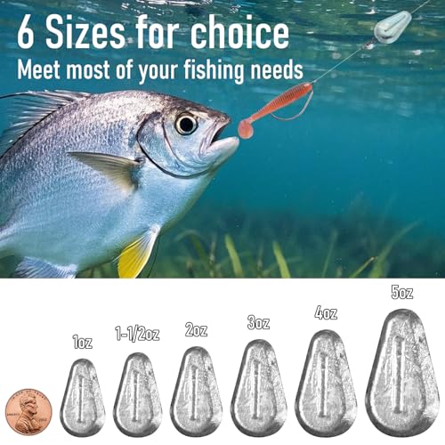 Dr.Fish 5 Pack No Roll Sinker Lead Fishing Weights Freshwater Catfish Sinkers Flat Coin Disc Weights Bank River Surf Fishing Saltwater - size: 1-1/2oz-5 Pack
