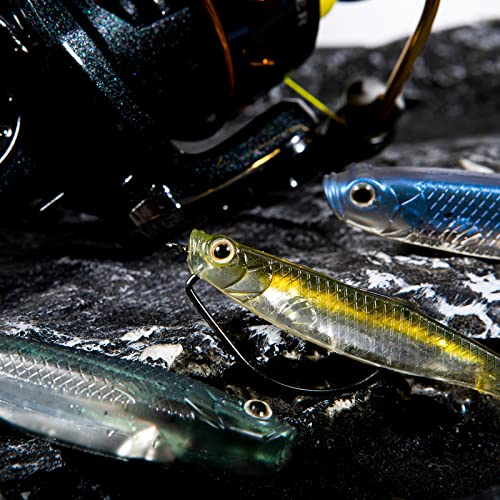 Dr.Fish Soft Plastic Baits, Fork Tail Soft Jerkbait Minnow Lures, 3 to 4-3/4 Inches Soft Swimbaits Jerk Shad Baits Crappie Bass Fishing Lures - color: Brown, size: 4"-5 Pack