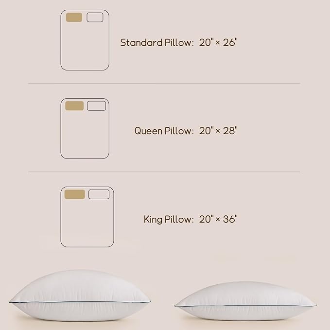 BHZ King Size Pillows Set of 4 Feather Down Hotel My King Pillows Bed Goose Pillow Luxury 4 Pack Pillow for Sleeping Side Sleepers Soft Support Gifts