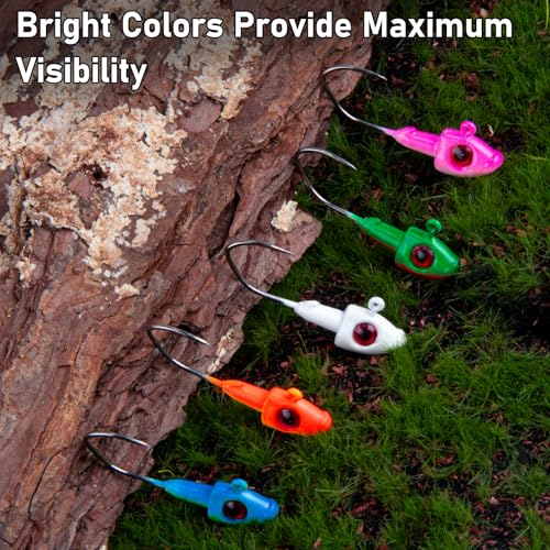 Dr.Fish 10 Pack Crappie Swimbait Jig Heads Freshwater Fishing Jig Minnow Style 3D Eyes Sickle Hook for Panfish Bluegill Bass Walleye Trout Fishing - color: Blue/Green, size: 1/8oz-10 Pack