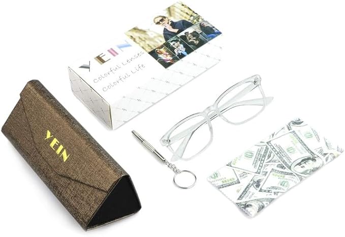 YEIN Bifocal Reading Glasses with Blue Light Blocking Lenses, Bifocal Reader for Women and Men, Vintage Square frame with Spring Hinge (+0.00/+1.75 magnification)
