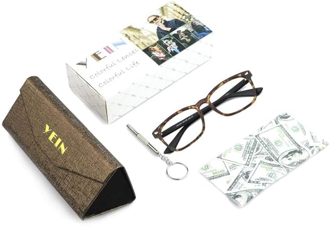 YEIN Bifocal Reading Glasses with Blue Light Blocking Lenses, Bifocal Reader for Women and Men, Vintage Square frame with Spring Hinge (+1.00/+4.00 magnification)