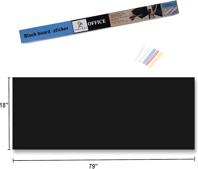 Chalkboard Wallpaper Peel and Stick, 18 × 79 Inches, Removable Blackboard