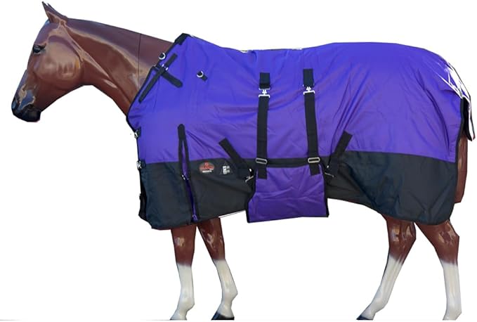 HILASON 1200D Winter Waterproof Poly Horse Turnout Blanket Belly Wrap Purple | 81 in