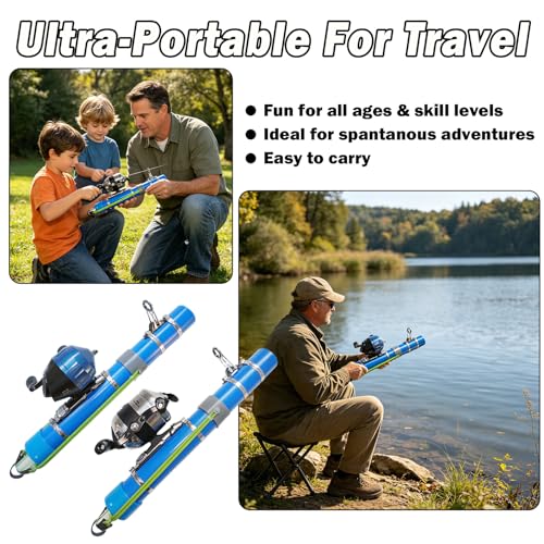 Upgraded Portable Fishing Catapult Rod with Reel, Durable & Lightweight Telescopic Lure & Bait Launcher for Saltwater & Freshwater, - size: XKTSYG-JSYL