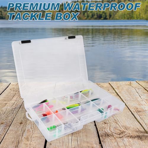 Hikary Fishing Tackle Boxes,3600 Tackle Tray Clear Plastic Fishing Box with Removable Dividers Fishing Storage Organizer Boxes for Lures (4 Packs) - color: 4 Packs