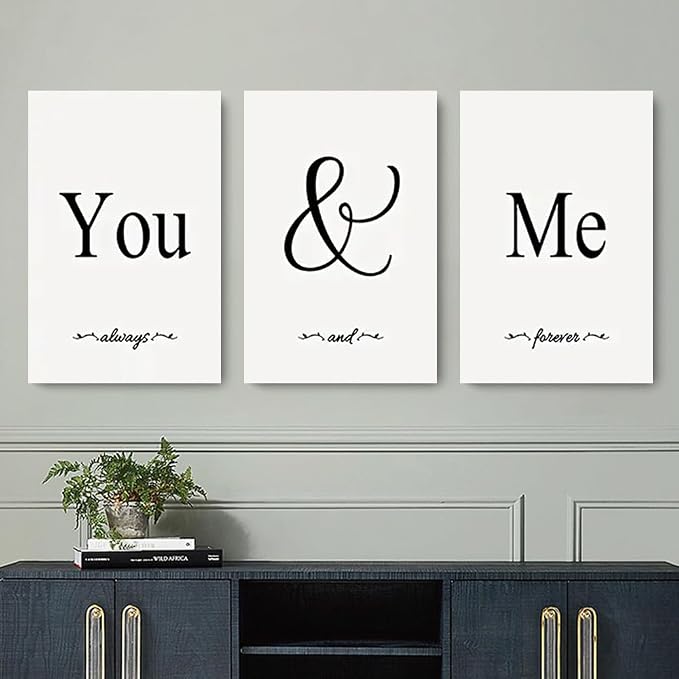 GUBIYU Black & White Bedroom You And Me Canvas Poster