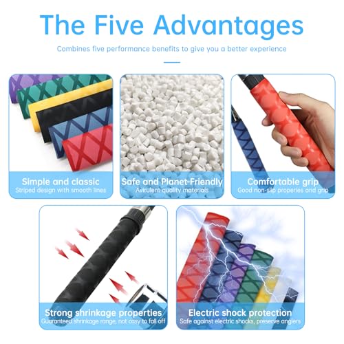 Fishing Rod Handle Grip Pole Wrap X-Tube Heat Shrink Tubing Non-Slip Insulated Abrasion Sleeve-Length:39" Diameter:55/64" (Blue) - color: Blue, size: Diamter:22mm"(55/64 inch)
