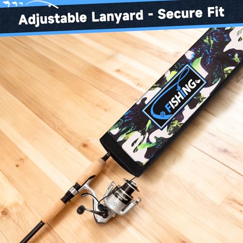 Neoprene Fishing Rod Sleeves for Casting, Spinning, Trolling Pole - Protective Cover Rod Sock with Hanging Loop & Lanyard- Floating, Puncture Resistant, Lightproof - size: 65", style: 4 Pcs