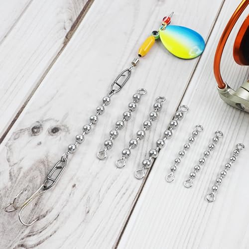 OROOTL Fishing Bead Chain Swivels, 20/40pcs Fishing Swivels Stainless Steel High Speed Trolling Swivels Catfish Swivel Fishing Balls Chain Swivels Fishing Tackle for Freshwater Saltwater - style: 1/8"(3.2mm)-20pcs