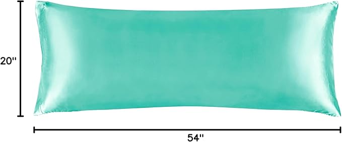 BEDELITE Satin Body Pillow Cover, Super Soft and Cooling Body Pillow Pillowcase for Hair and Skin, Breathable Silky Full Long Pillowcase Cover(20"x54", Turquoise)