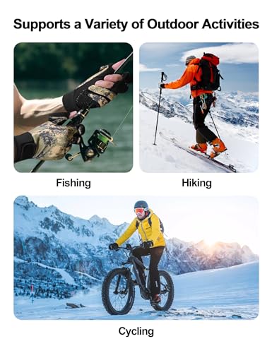 KUTOOK Winter Fishing Gloves for Men& Women Waterproof Glove Cold Weather Hunting Photography Shooting Hiking - color: Khaki, size: Large