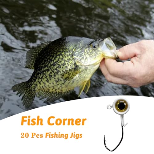 Crappie Jigs,20Pcs Crappie Jig Heads Fishing Jigs for Bass Fishing 1/32oz,1/16oz,1/8oz - color: White, size: 1/8oz