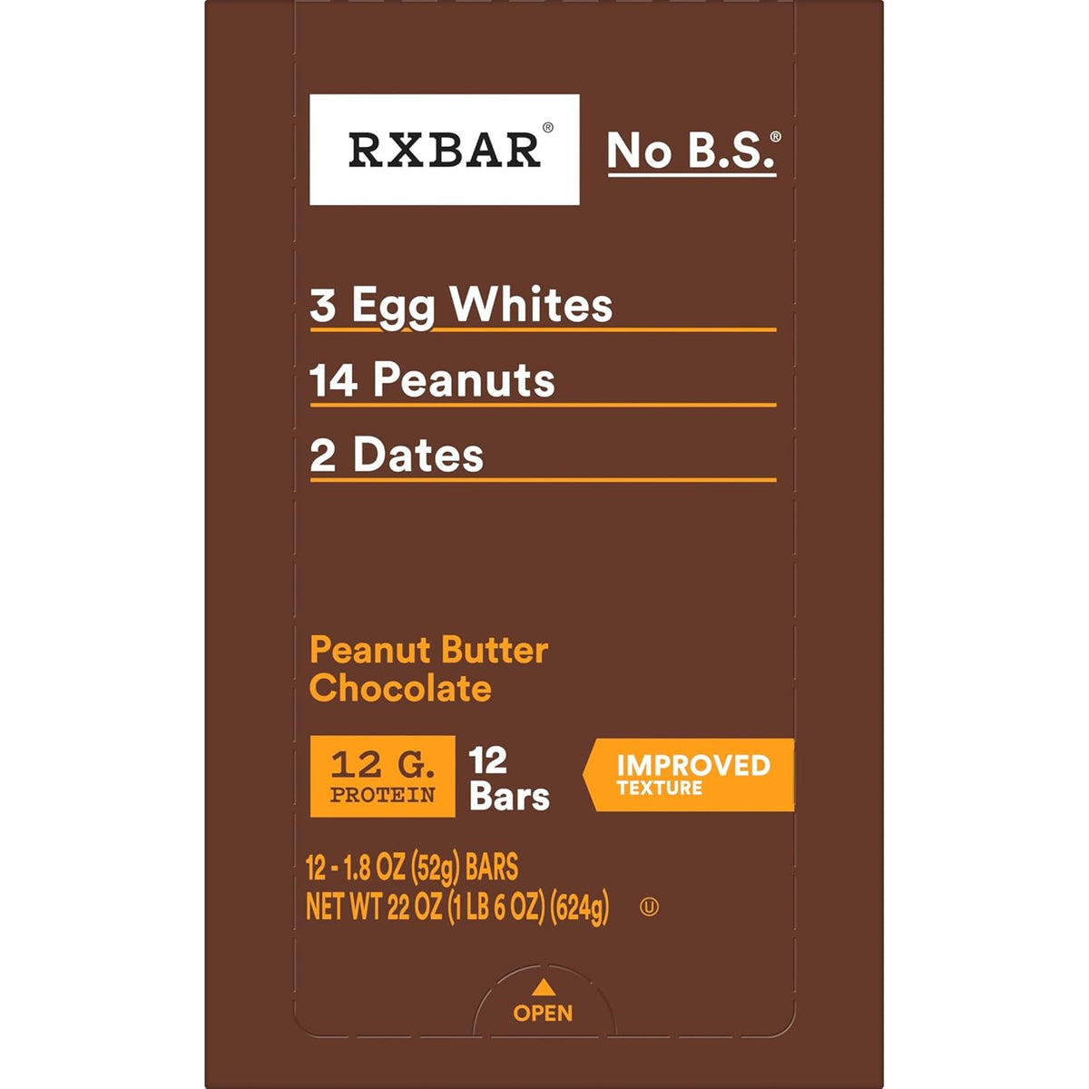 RXBAR Protein Bars, Protein Snack, Snack Bars, Peanut Butter Chocolate, 22oz Box (12 Count)