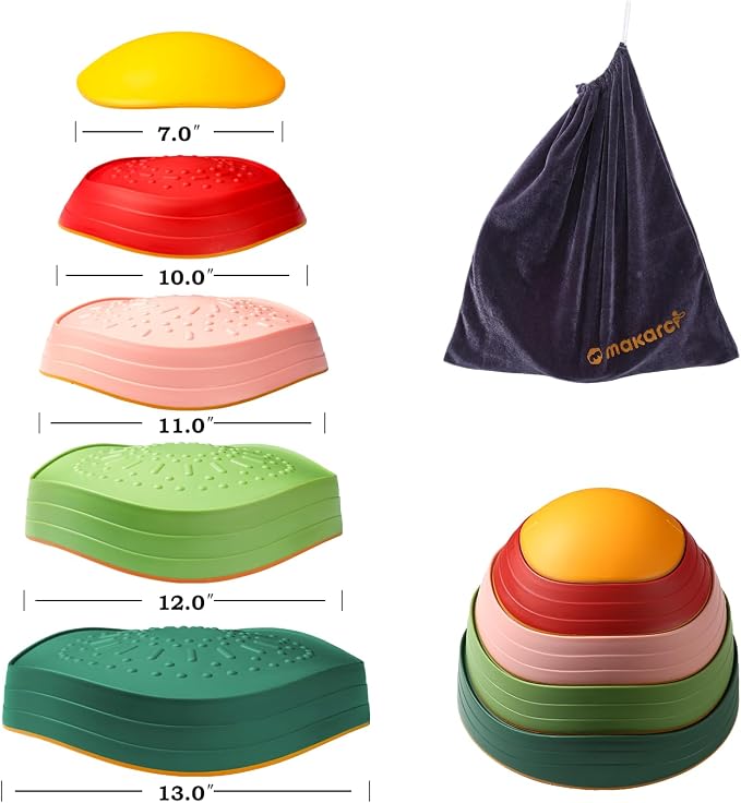 Balance stepping stones for kids, non-slip toddlers sensory toys outdoor or indoor play, promoting motor skills and confidence,Coordination Toys for children age 3 4 5 6 7+(forest)