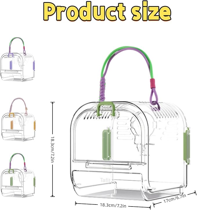 Portable Plastic Bird Cages,Travel Bird Cage,Lightweight Waterproof Ventilated Small Bird Cage,Outdoor Use Easy to Carry,for Small Birds, Budgies and Pet Birds (Purple, A)