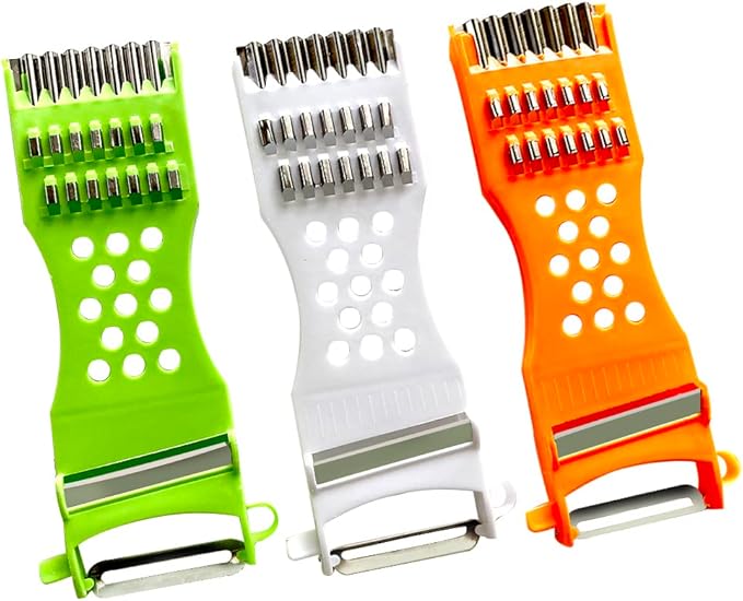 Aliotech 3PCS 5 in 1 handheld Plastic Multifunction Kitchen Peeler Grater Slicer Tool for Vegetable Cucumber Potato Carrots Cheese Chef Gadgets Tools Fruit Shredder Carving Kit