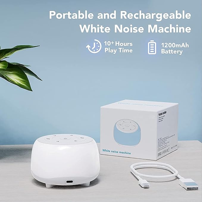 White Noise Machine with 7 Color Night Light and 34 Sleep Aid Sounds for Soothing Emotions, Promoting Sleep, Sound Machine with Timer Adjustable Brightness for Baby Kids Adults(C)