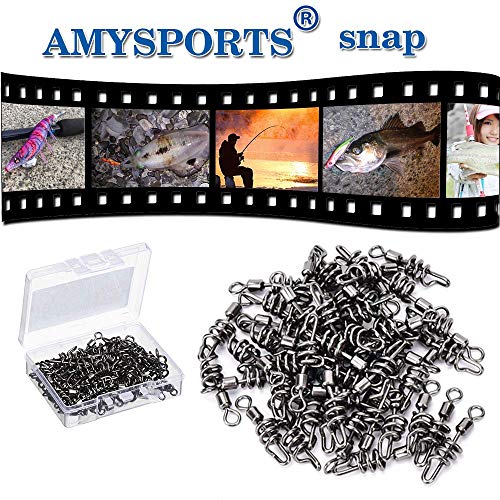 AMYSPORTS Fishing swivels Corkscrew snap swivels Fishing Tackle swivels Saltwater Freshwater Leader Lure jigs line Connector - size: Size1/0 (132lb) 50 pcs