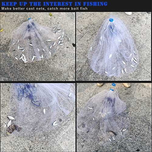 Drasry Saltwater Fishing Cast Net 3/8 and 1/4 Mesh with Heavy Duty Gray Sinker American Monofilament Fish Throw Net for Bait Trap 3FT 4FT 5FT 6FT 7FT 8FT 9FT Radius - size: 8FT Radius, style: 3/8 Mesh 1 Lb/Ft