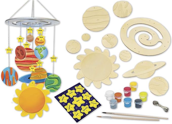 Works of Ahhh... Craft Set - Solar System Mobile Classic Wood Paint Kit