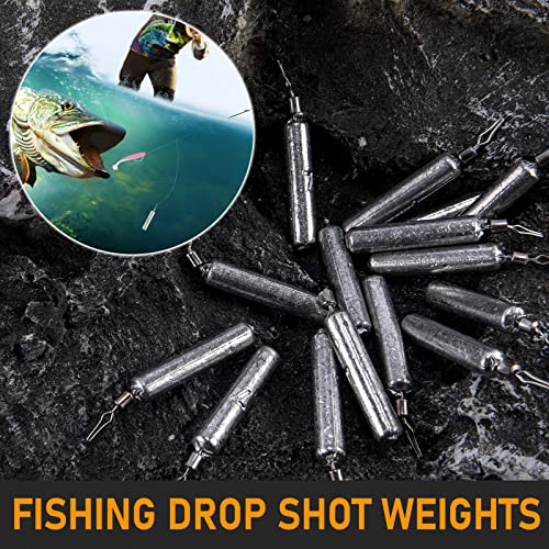 Dr.Fish 50 Pack Fishing Drop Shot Weights Lead Fishing Weights Pencil Skinny Sinkers with Barrel Swivels for Freshwater Bass Fishing - size: 1/2oz-50 Pack
