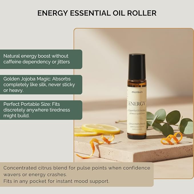 Energy Boost Gifts for Mom - 5-Piece Mood Lift Self Care Gift Set. New Mom Care Package for Tired Moms with Body Butter, Aromatherapy Essential Oil Roller, Turmeric Soap, Body Oil and Room Spray.