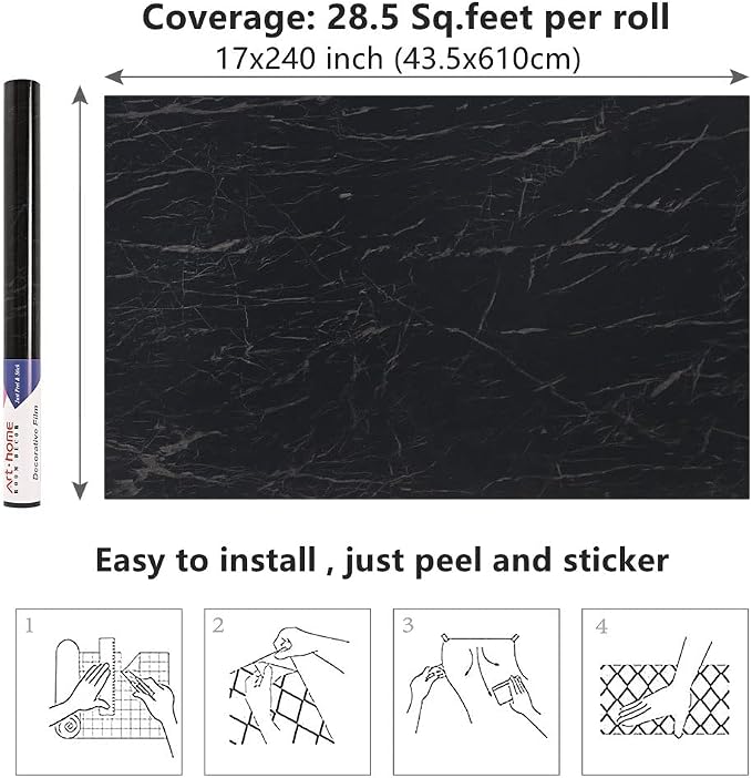 Arthome WALL DECOR Marble Contact Paper, Peel and Stick Wallpaper, Self