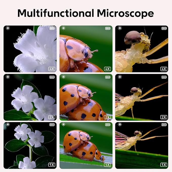 Pink and Purple Microscope for Kids-200X Portable Digital Mini Microscope- Your Little Scientist Miniscope - STEM Toy for Age 5 6 7 8 9 10 11 12 Years Old Toddlers.