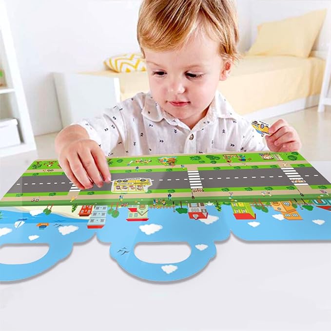 RUSON Reusable Sticker Book for Kids, 4 Sets Educational Learning Toys Travel Stickers Activity Books for Toddler Girls Boys Age 3+ Birthday Gifts - Vehicle, Space, Dinosaur & Animals