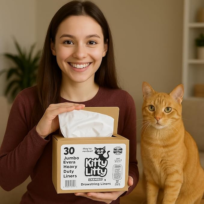 Cat Litter Box Liners 30 Count Drawstring Kitten Waste Bag