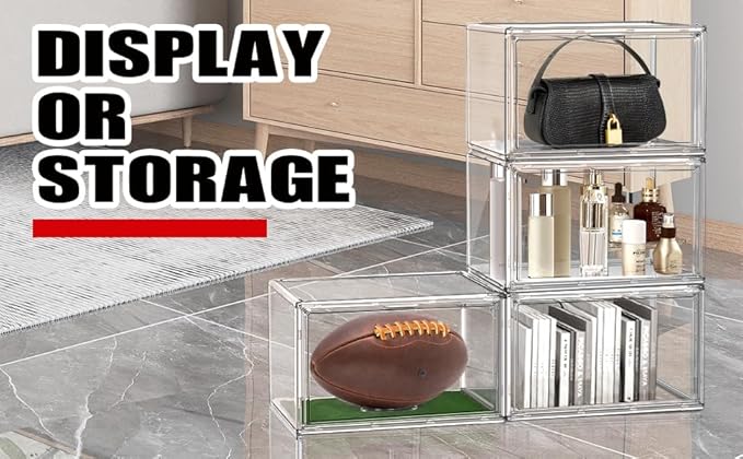1 Pack Clear Shoe Organizer for Closet Shoes Storage Box for Sneakerheads Plastic Stackable Sneaker Display Case Storage Bins with Lids,Size 14