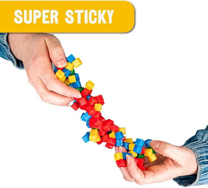 StickiKubes 250-Pack, 4 Colors, Mini Sticky Stacking Cubes, STEM Blocks