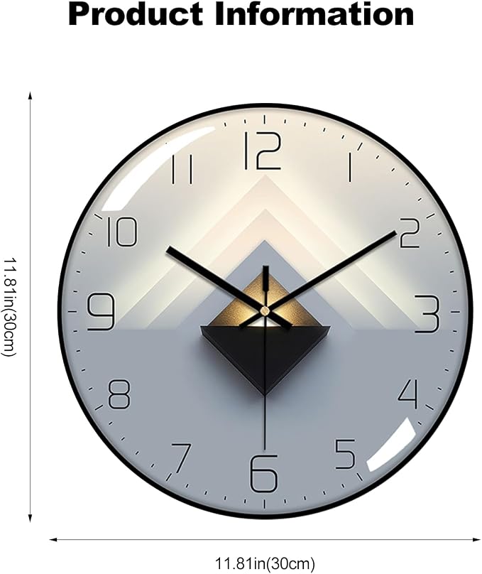 Ergocar Wall Clock, Art Deco Wall Clock, Non-Ticking Silent Modern Metal Wall