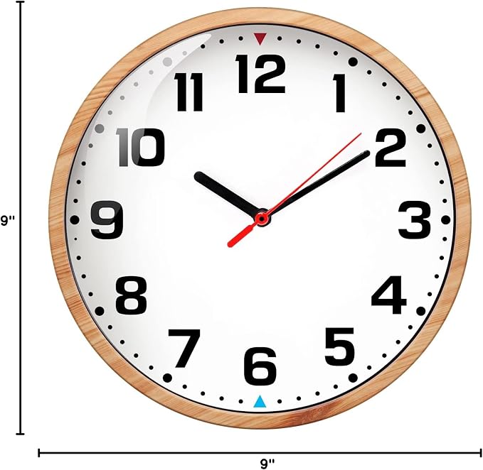 SIN&MI Wall Clock 9 Inch Battery Operated Silent Non-Ticking Wall Clock Modern