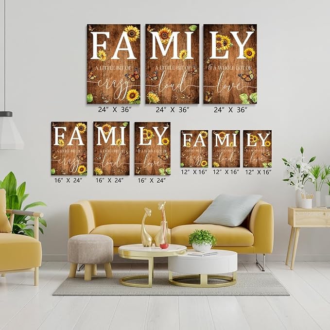 GUBIYU Farmhouse Family Wall Art Set of 3, Rustic Wall Decor
