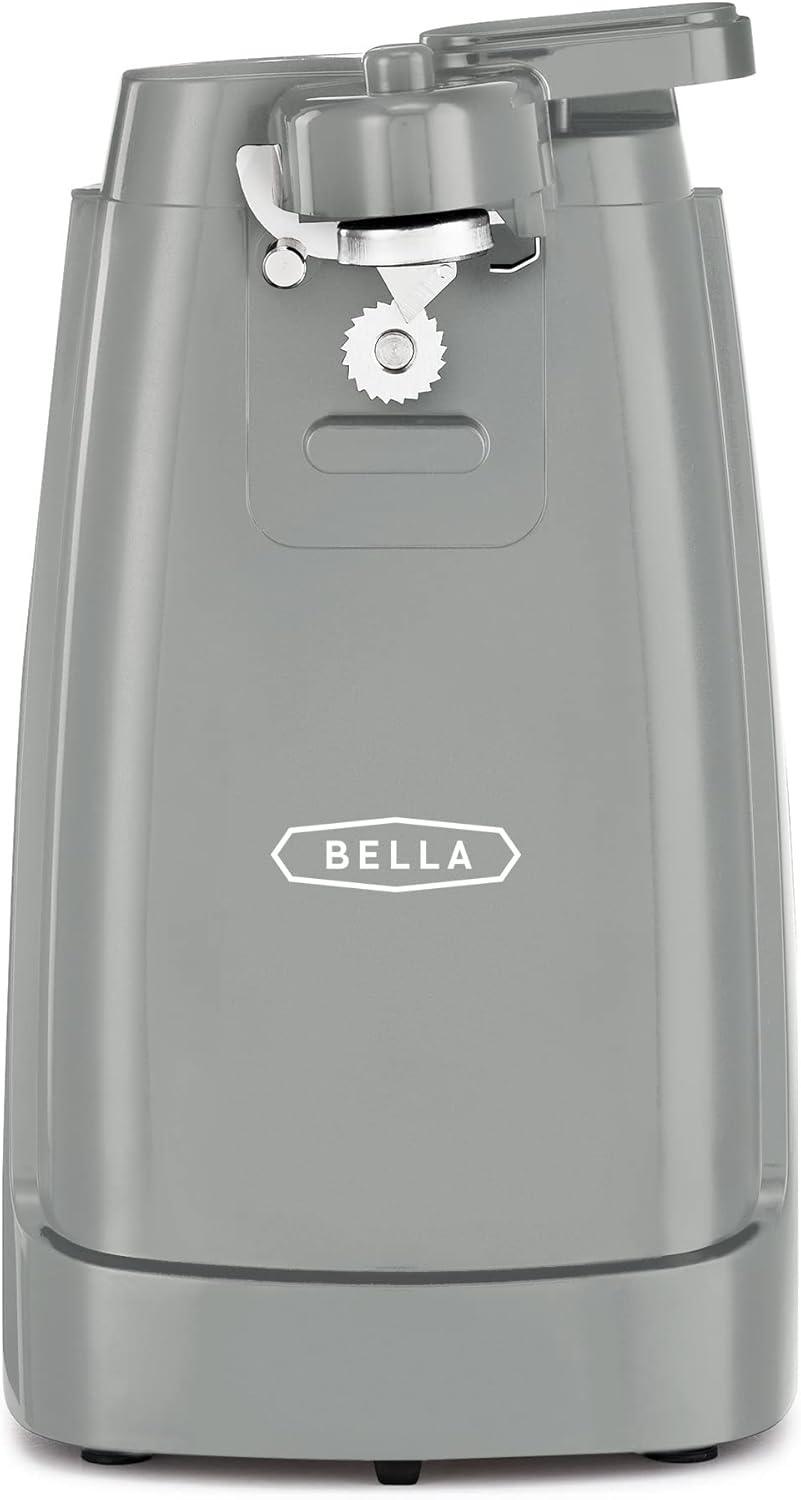 bella Electric Can Opener and Knife Sharpener, Removable Cutting Lever, Cord Storage, Stainless Steel Blade, Black