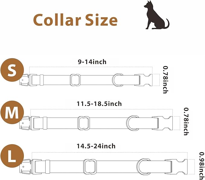 Dog Collar and Leash Set,Leather Silicone Waterproof Odor-Proof Dog Collar and Leash for Large Dogs, Soft Flexible Dog Collars, Durable Thick Adjustable Pet Collar (Brown, Large (14.5-24" Neck))