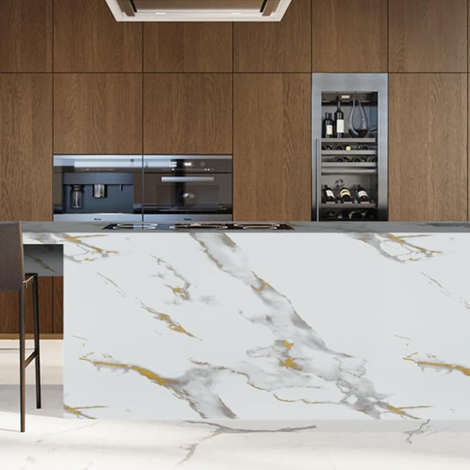 Abyssaly Marble Contact Paper for Countertops Gold Grey White Marble Peel and