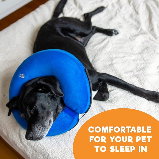 BENCMATE Inflatable Dog Cone Collar Alternative, Soft Dog Cone for Small Medium Large Dogs and Cats, Neck Recovery ECollar Donut Collar After Surgery (Large+, Flag)
