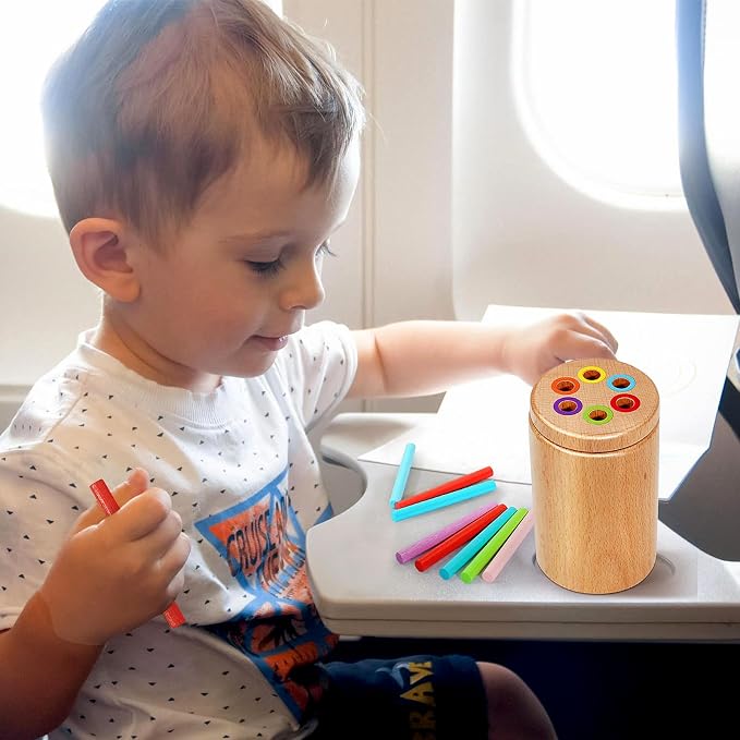 Montessori Toys for 1-3 Year Old, Travel Toys for Toddlers Wooden Color Sorting Stacking Toy for 18+ Month Old Boys Girls Learning Gift for 2-4 Year Old Kids Christmas Birthday Stocking Stuffers