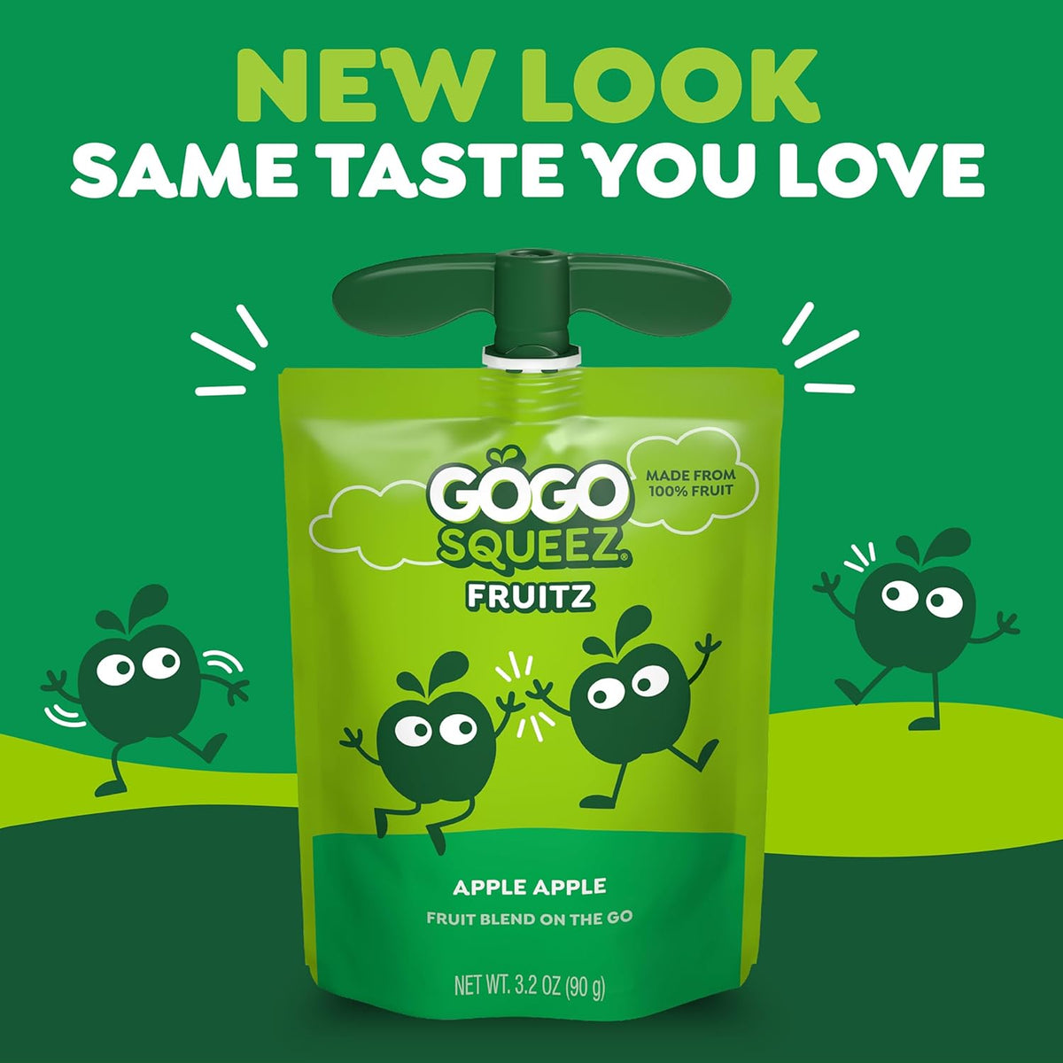 gogo squeeZ fruit on the go, apple apple, 3.2 oz, unsweetened, gluten free, nut free, recloseable, bpa free, pack of 20